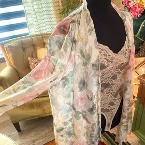 Vintage Sheer Floral Neglige Lingerie